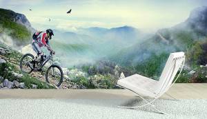 Ταπετσαρία τοίχου επιθυμητών διαστάσεων ποδηλάτης σε βουνό 01321