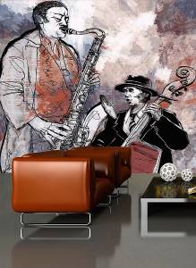 Ταπετσαρία τοίχου επιθυμητών διαστάσεων άντρες που παίζουν μουσική  10471