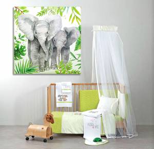 Παιδικός πίνακας σε καμβά με ελέφαντες KNV0425