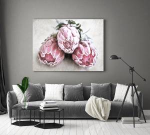 Πίνακας σε καμβά ροζ λουλούδια KNV1027