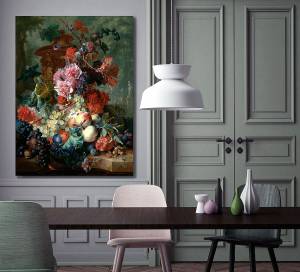 Πίνακας σε καμβά με λουλούδια και φρούτα KNV813