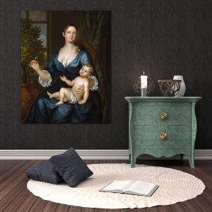 Αναγεννησιακός πίνακας σε καμβά με γυναίκα και παιδί KNV834