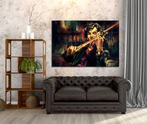 Πίνακας σε καμβά άντρας με βιολί KNV852