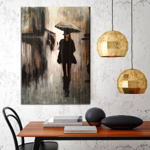 Πίνακας σε καμβά με γυναίκα και ομπρέλα KNV860
