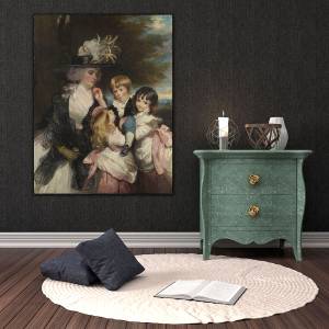 Αναγεννησιακός πίνακας σε καμβά με γυναίκα και παιδιά KNV865