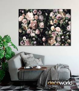 Πίνακας σε καμβά με ρόζ-λευκά λουλούδια KNV954