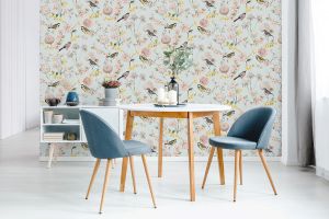 Ταπετσαρία τοίχου Floral Γαλάζιο-Κίτρινο-Ροζ L78801 0.53m x 10m