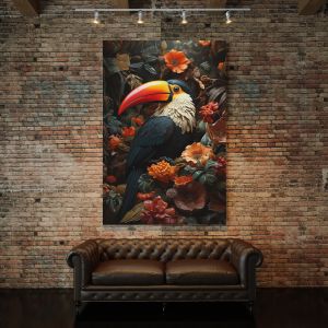 Πίνακας σε καμβά Toucan with Flowers LUX34
