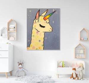 Παιδικός πίνακας σε καμβά Unicorn Lama KNV0467