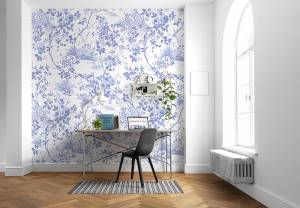 Φωτοταπετσαρία τοίχου με λουλούδια μπλε ρουαγιάλ έτοιμων διαστάσεων R3-034 (3.00M x 280Y)