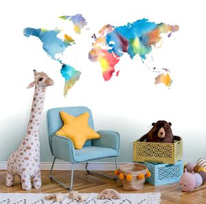 Colorful World Map - Kids - Stick874