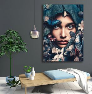Πίνακας σε καμβά Γυναικείο Πορτρέτο με Πεταλούδες LUX9