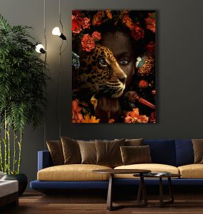 Πίνακας σε καμβά Γυναίκα με Τίγρη LUX24